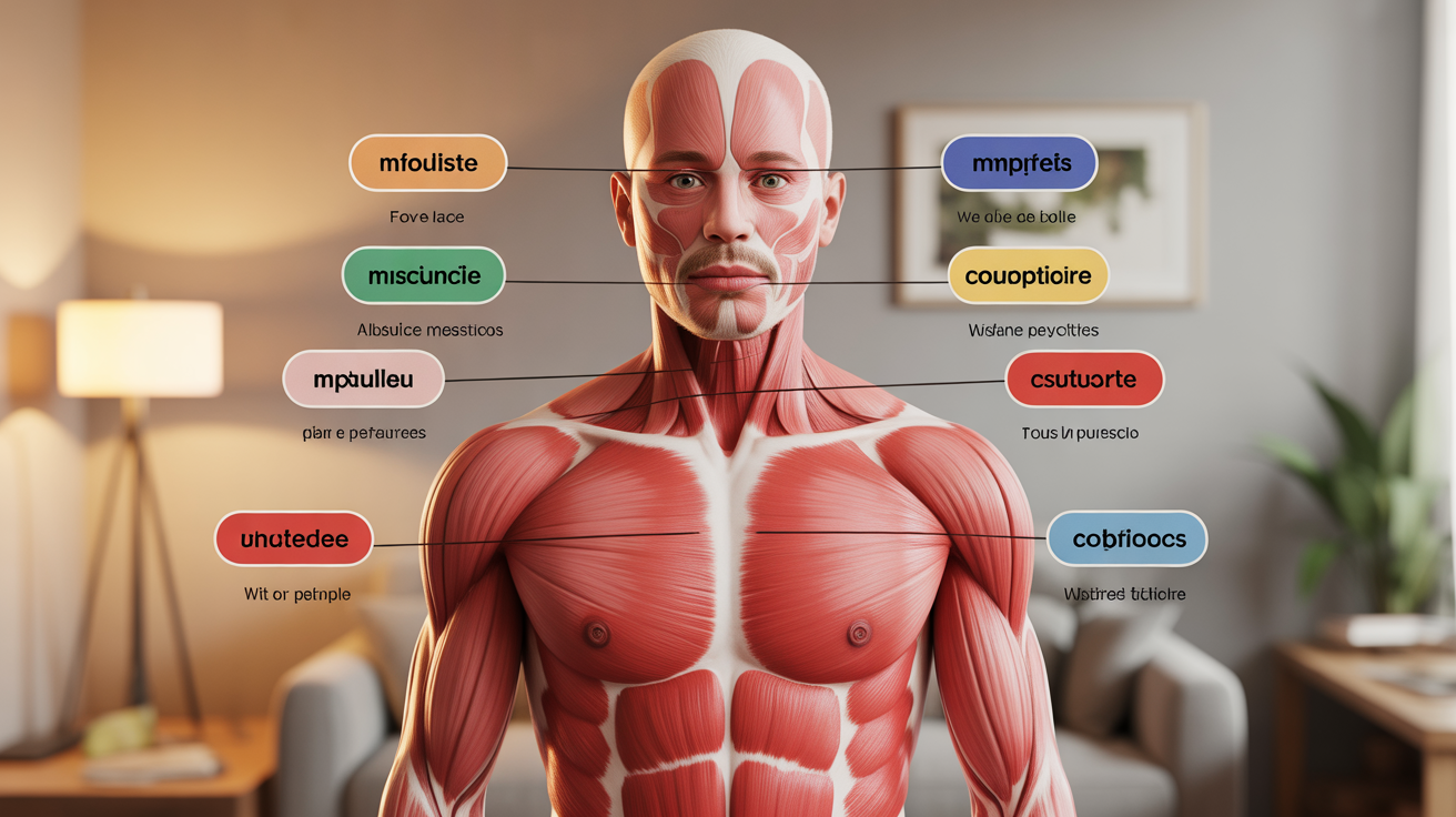 Illustration des 6 groupes musculaires principaux sur un corps