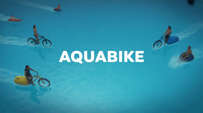 Aquabike en bassin lumineux avec silhouettes dynamiques