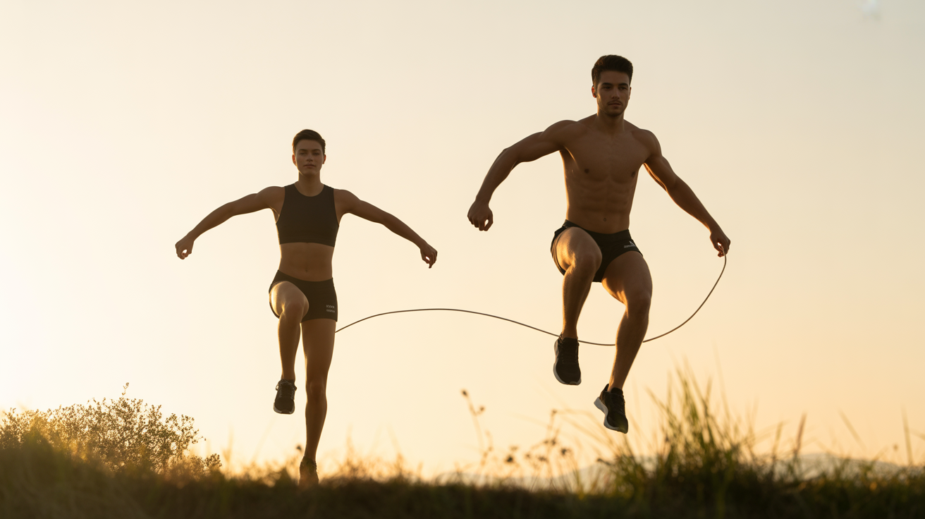 sportifs sur pointe et corde mollets