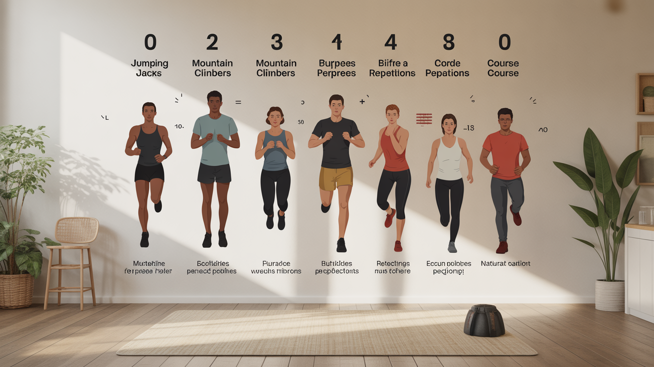 Tableau illustrant exercices cardio duree repetitions
