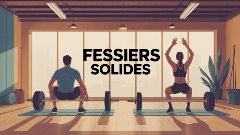 Illustration fessiers solides squat et hip thrust en salle