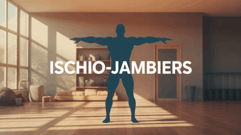Silhouette musculation ischio jambiers lueur bleue