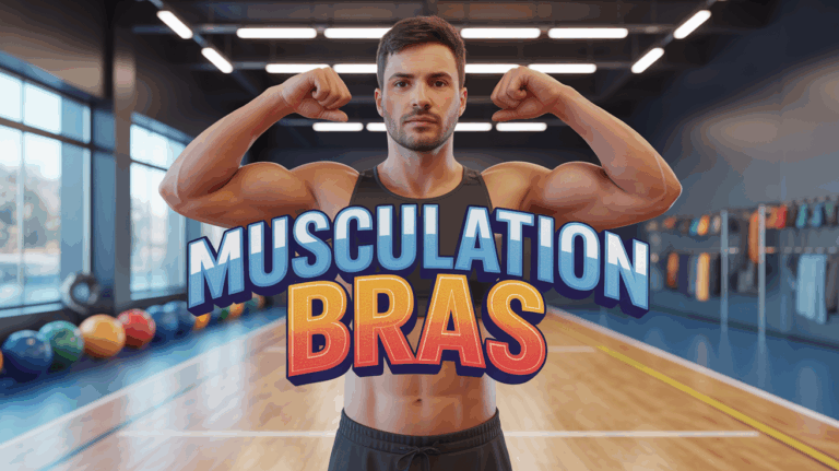 musculation bras personnage salle de sport illustration
