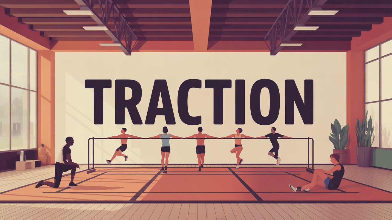 traction salle de sport, barre et silhouettes motivantes