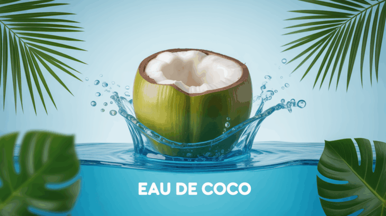 Scène lumineuse eau de coco noix verte éclaboussures