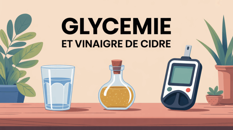 glycemie vinaigre de cidre verre d'eau glucometre illustration