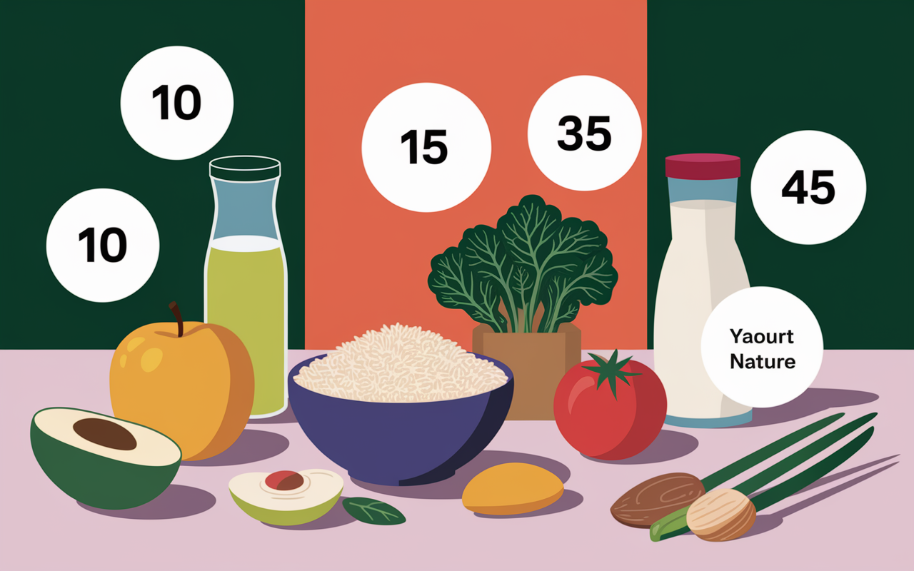 Tableau IG bas aliments chiffres visibles