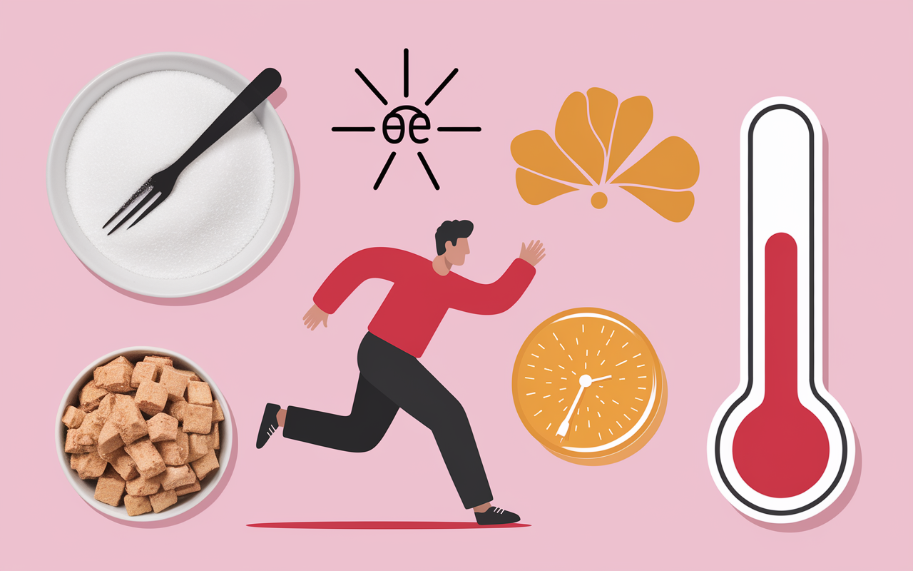 Causes variations glycemie repas effort stress