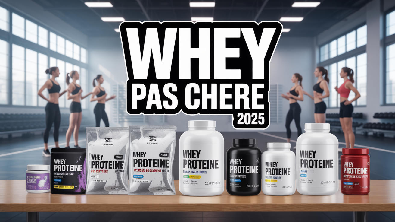 illustration packs whey pas chère 2025 en salle de sport