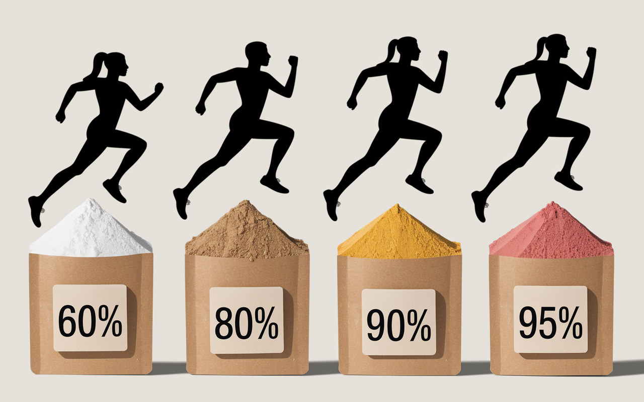 tableau stylisé types whey proteine dosages pourcentages