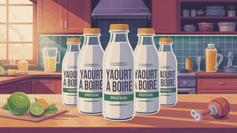bouteilles yaourt à boire protéiné ambiance sport moderne