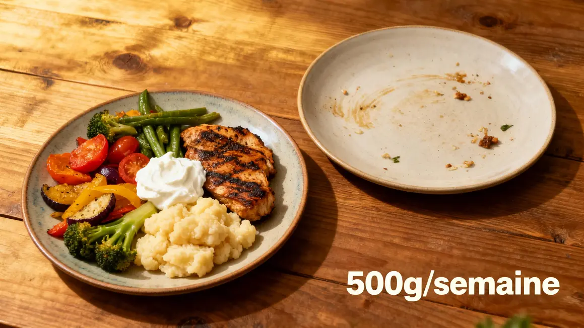 Assiette équilibrée musculation perte poids saine 500g semaine