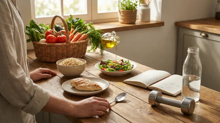 Plan cuisine avec aliments sains pour perdre du poids