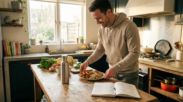 Athlète préparant un repas sain pour perte de poids durable