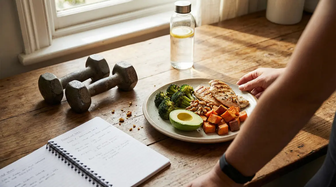 Assiette équilibrée régime cétogène poulet avocat noix musculation