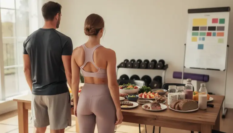 Scène sportive régime pour maigrir table aliments sains