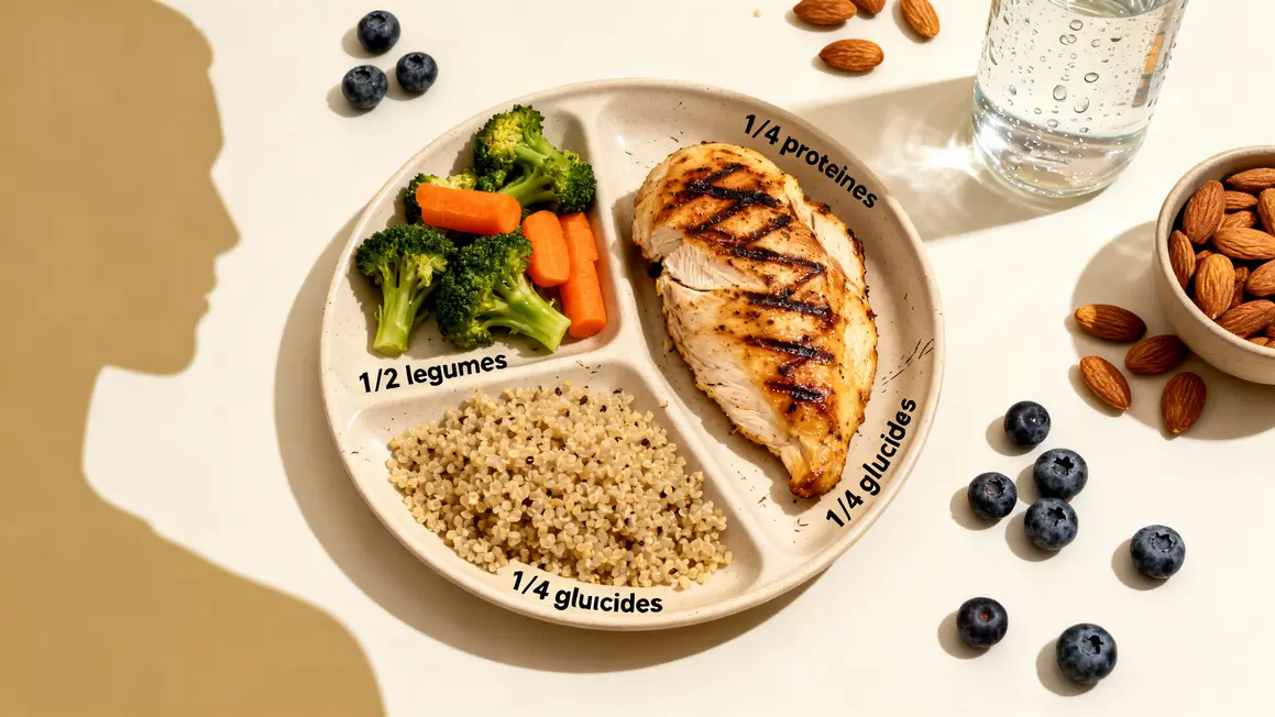 assiette equilibree legumes proteines glucides perte de poids