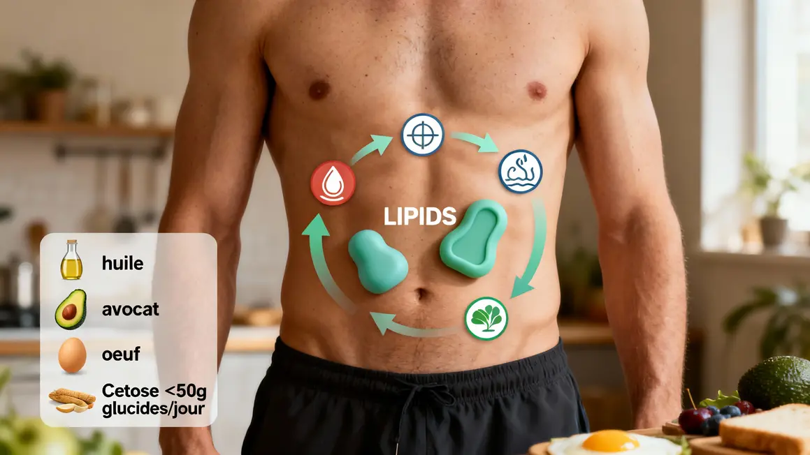 Schéma passage glucose lipides cétose régime cétogène