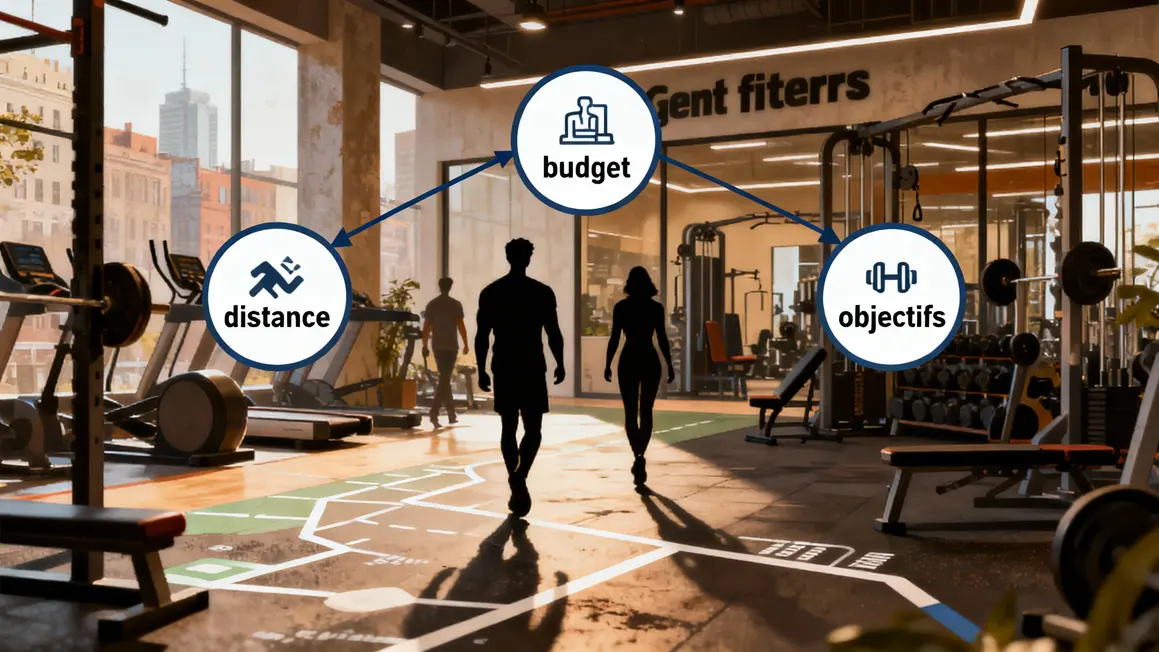 Illustration critères distance budget objectifs salle de sport