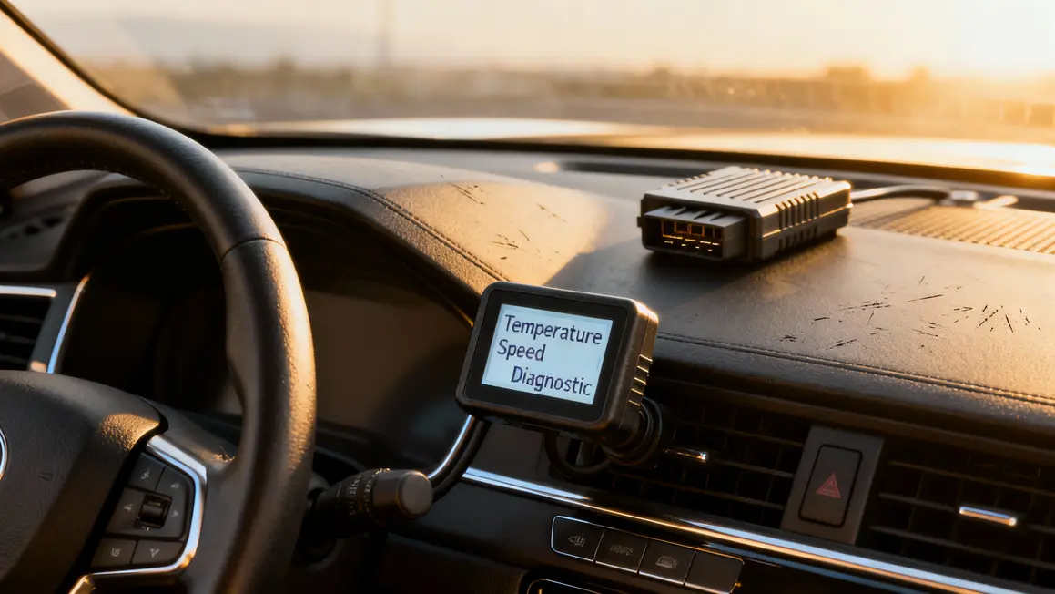 Boitier OBD2 OptiFuel diagnostic branché sous volant