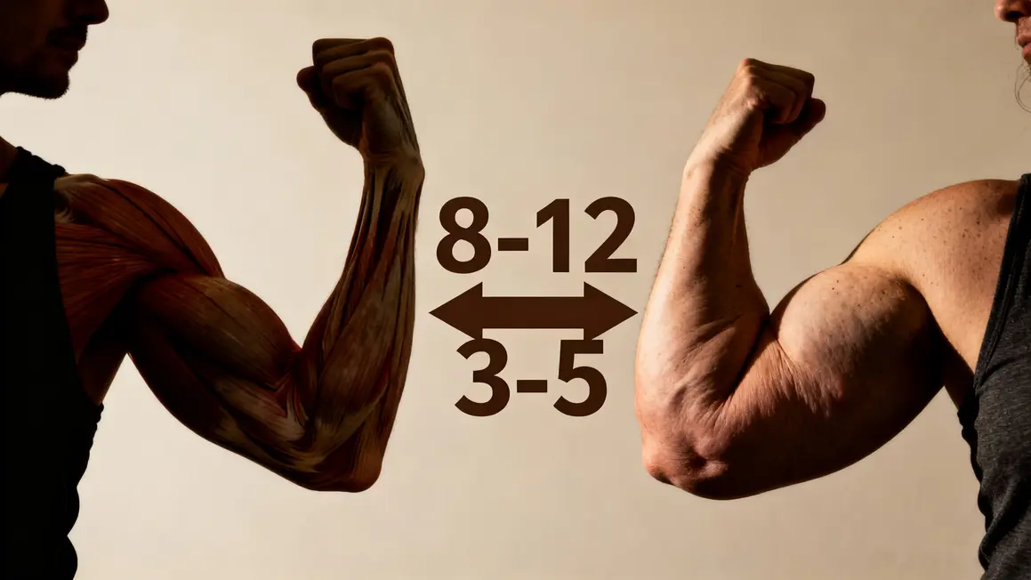 comparatif hypertrophie bras force volume