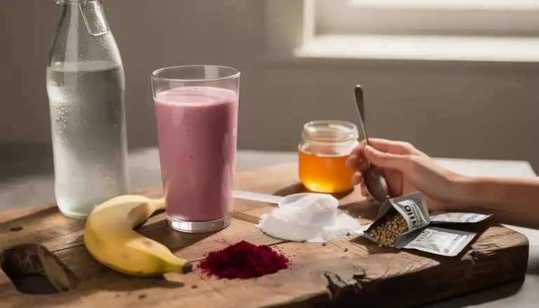 Smoothie pre workout maison avec betterave banane bcaas eau de coco