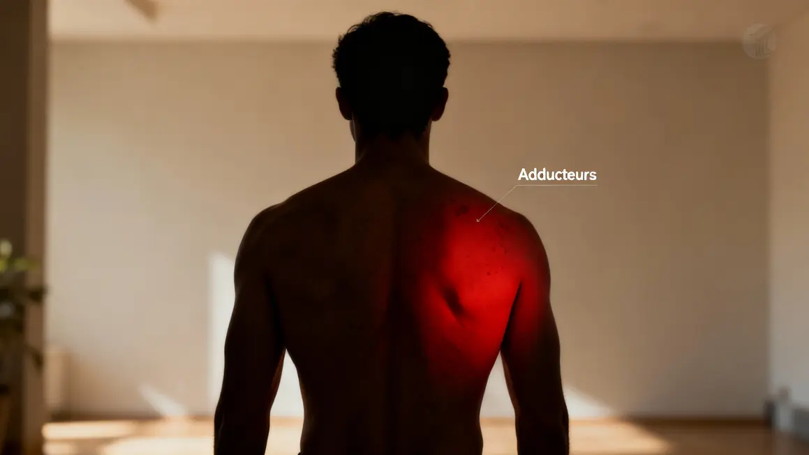 Muscles adducteurs surlignés d'une silhouette