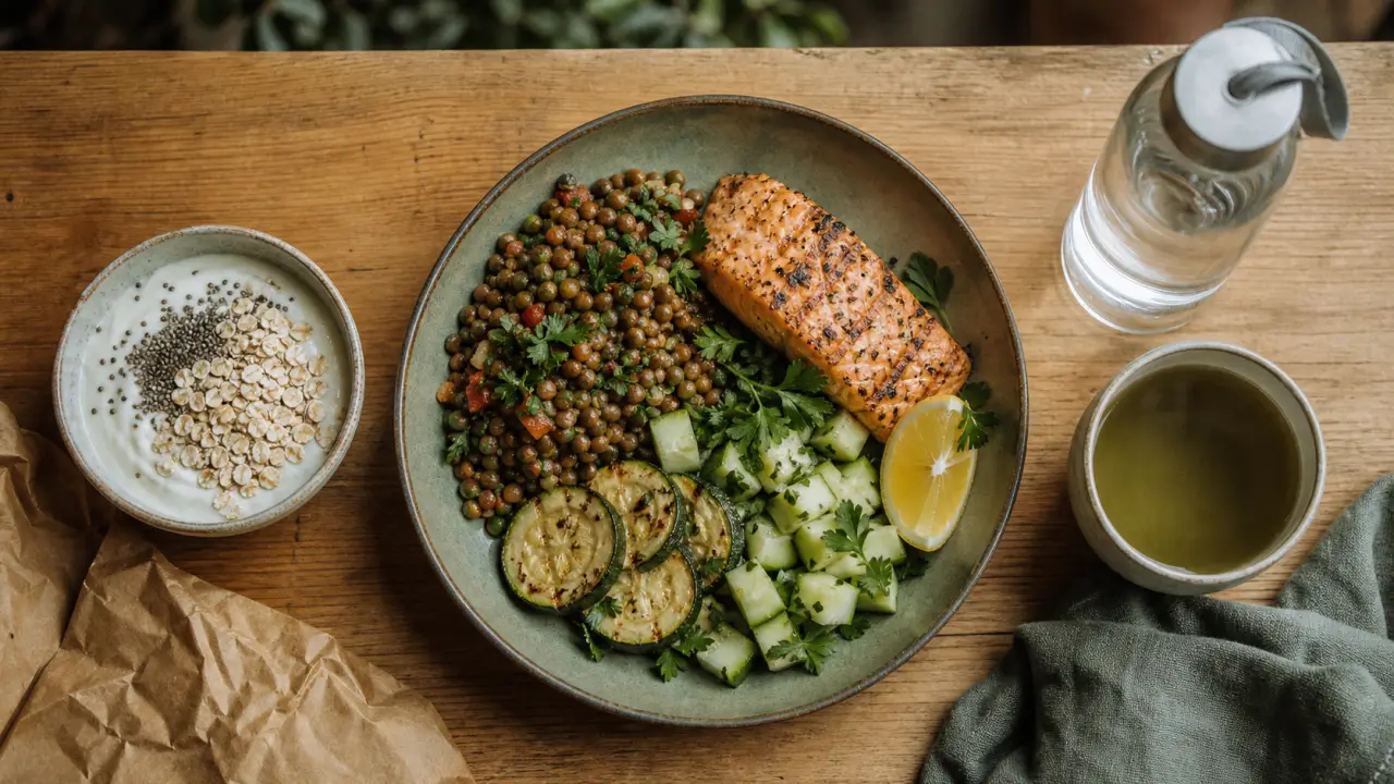 Recette pour maigrir le ventre : salade de lentilles et saumon, fibres et protéines