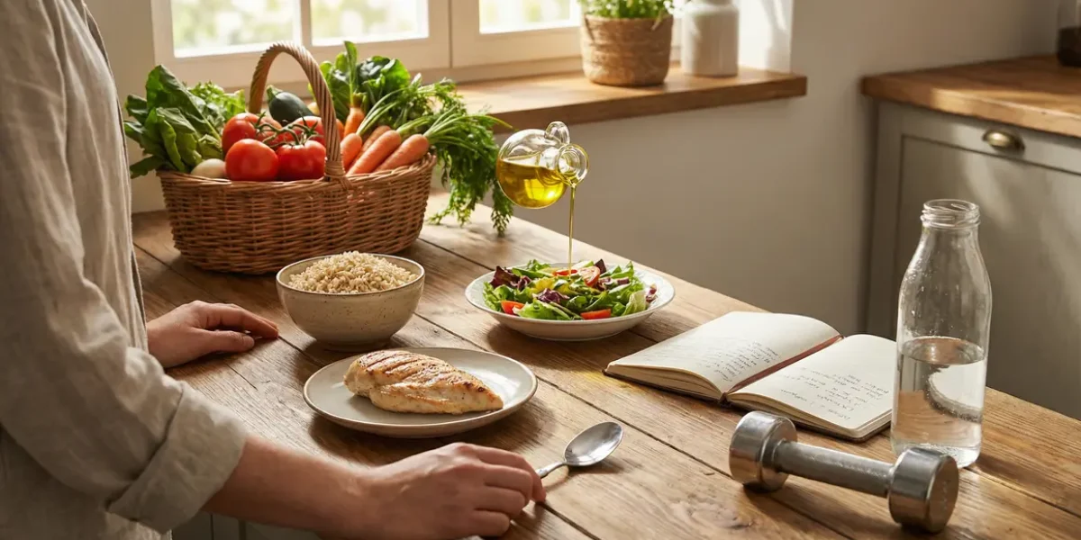 Plan cuisine avec aliments sains pour perdre du poids