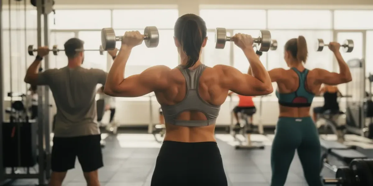 Personnes travaillant leurs trapèzes en salle de sport vue de dos