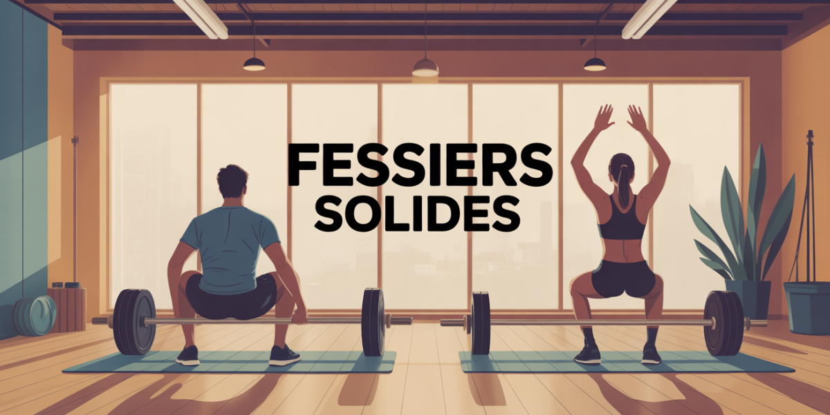 Illustration fessiers solides squat et hip thrust en salle