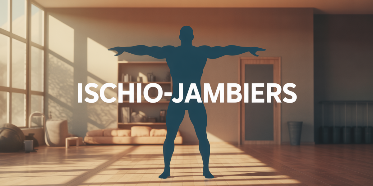 Silhouette musculation ischio jambiers lueur bleue