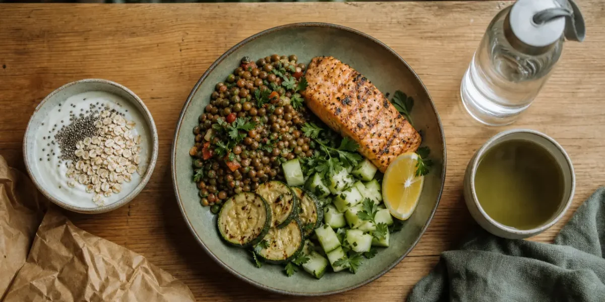 Recette pour maigrir le ventre : salade de lentilles et saumon, fibres et protéines