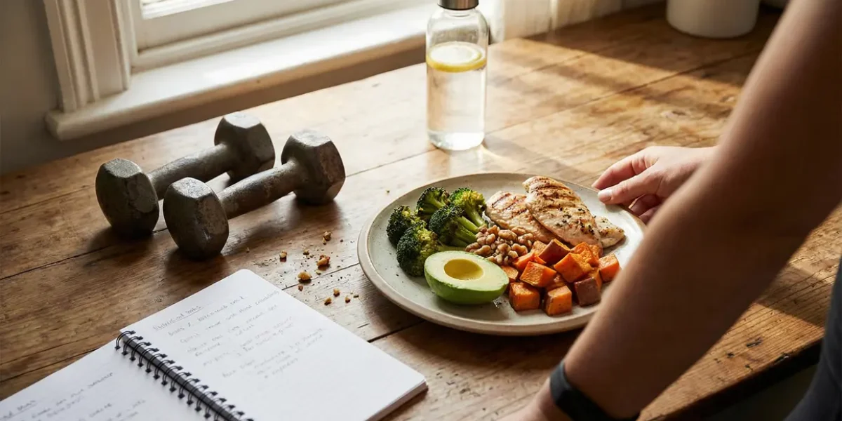 Assiette équilibrée régime cétogène poulet avocat noix musculation