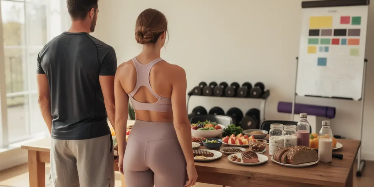 Scène sportive régime pour maigrir table aliments sains