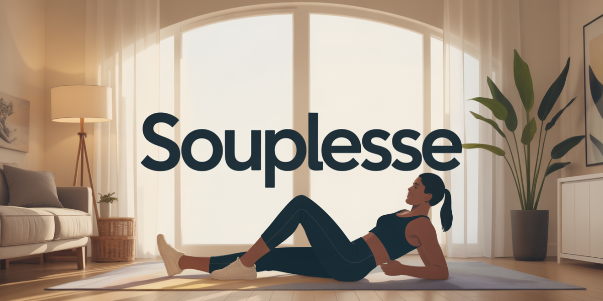 Illustration souplesse routine gym sur tapis