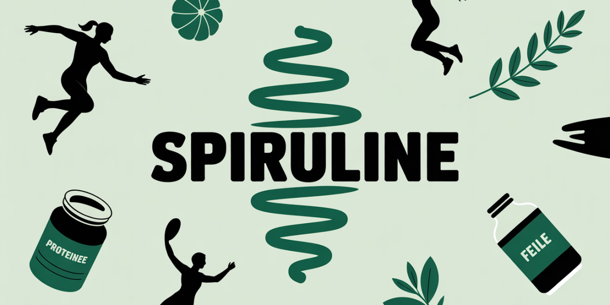 Affiche spiruline perte de poids nutrition sportive silhouettes et symboles