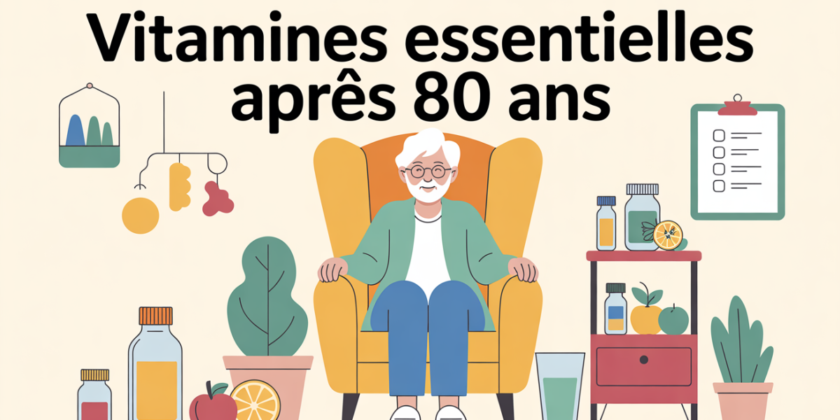 Senior avec vitamines essentielles et checklist après 80 ans