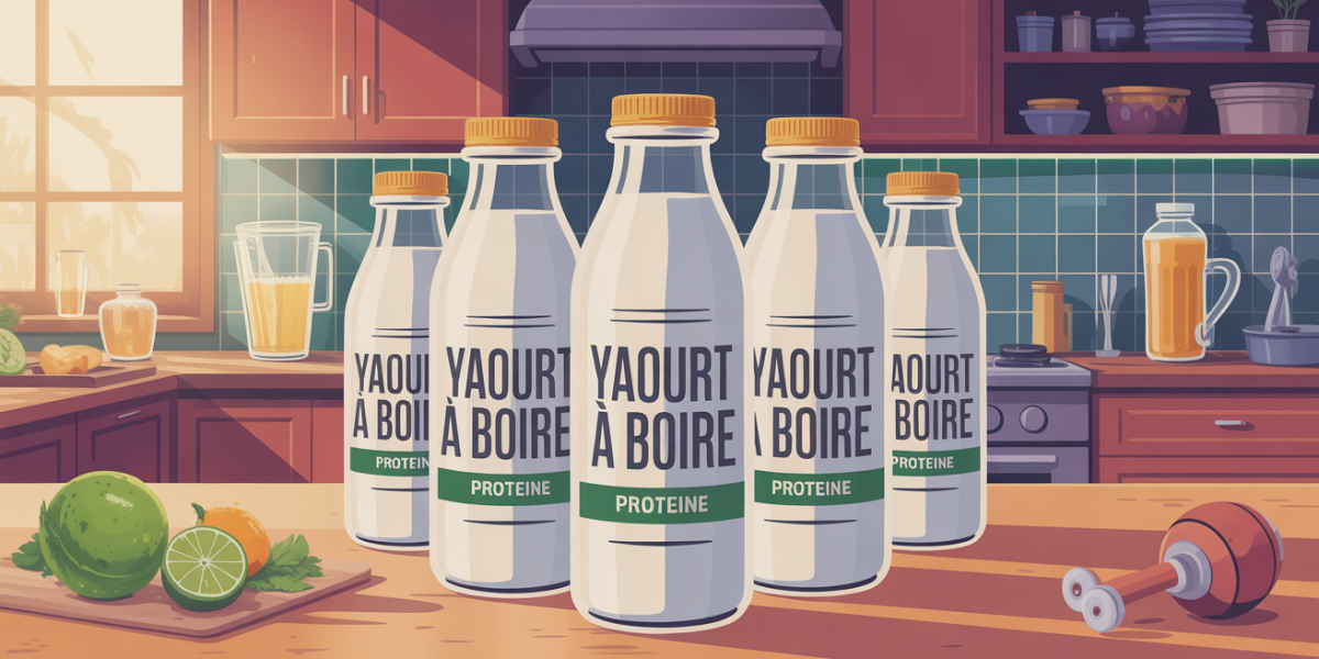 bouteilles yaourt à boire protéiné ambiance sport moderne